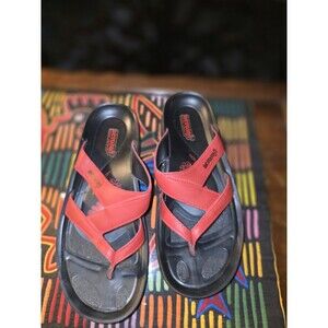 Aerosoft Women’s Red Comfort Thong Sandals Cushioned Wedge Slip-On Size  EU 41